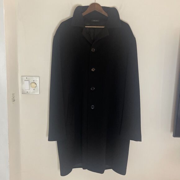 Lora Piana Luxury Wool Coat Storm System Men’s made in Italy Black Long 44R - Picture 1 of 16